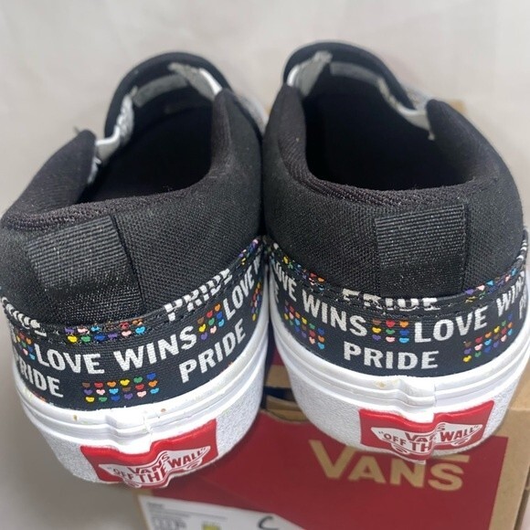 NEW Vans shoes asher love rainbow hearts 3 youth glitter kind slip on - Picture 8 of 11